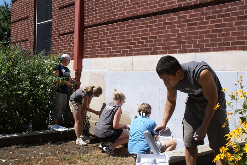 The painting projects weren't just reserved for inside the building.