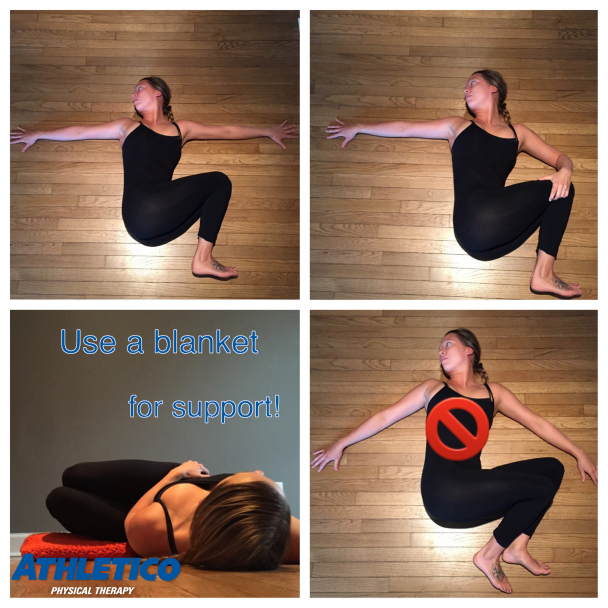 Steps of Supine twist back stretch