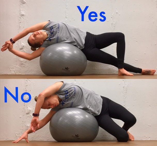 stretch of the week side stretch with pilates ball