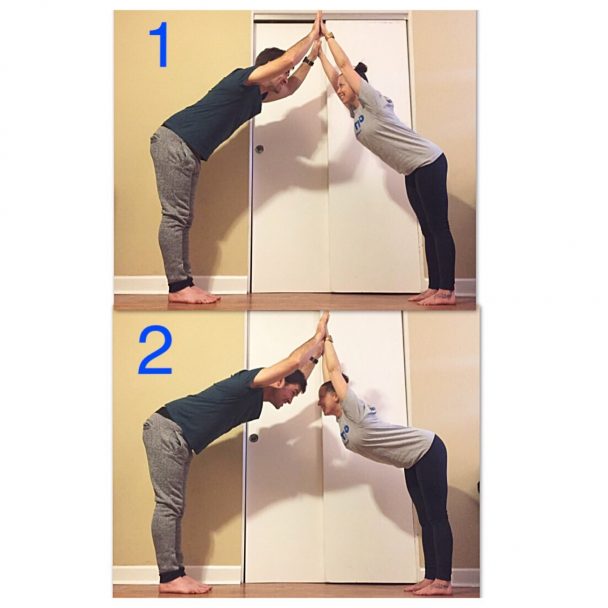 assisted upper front body stretch