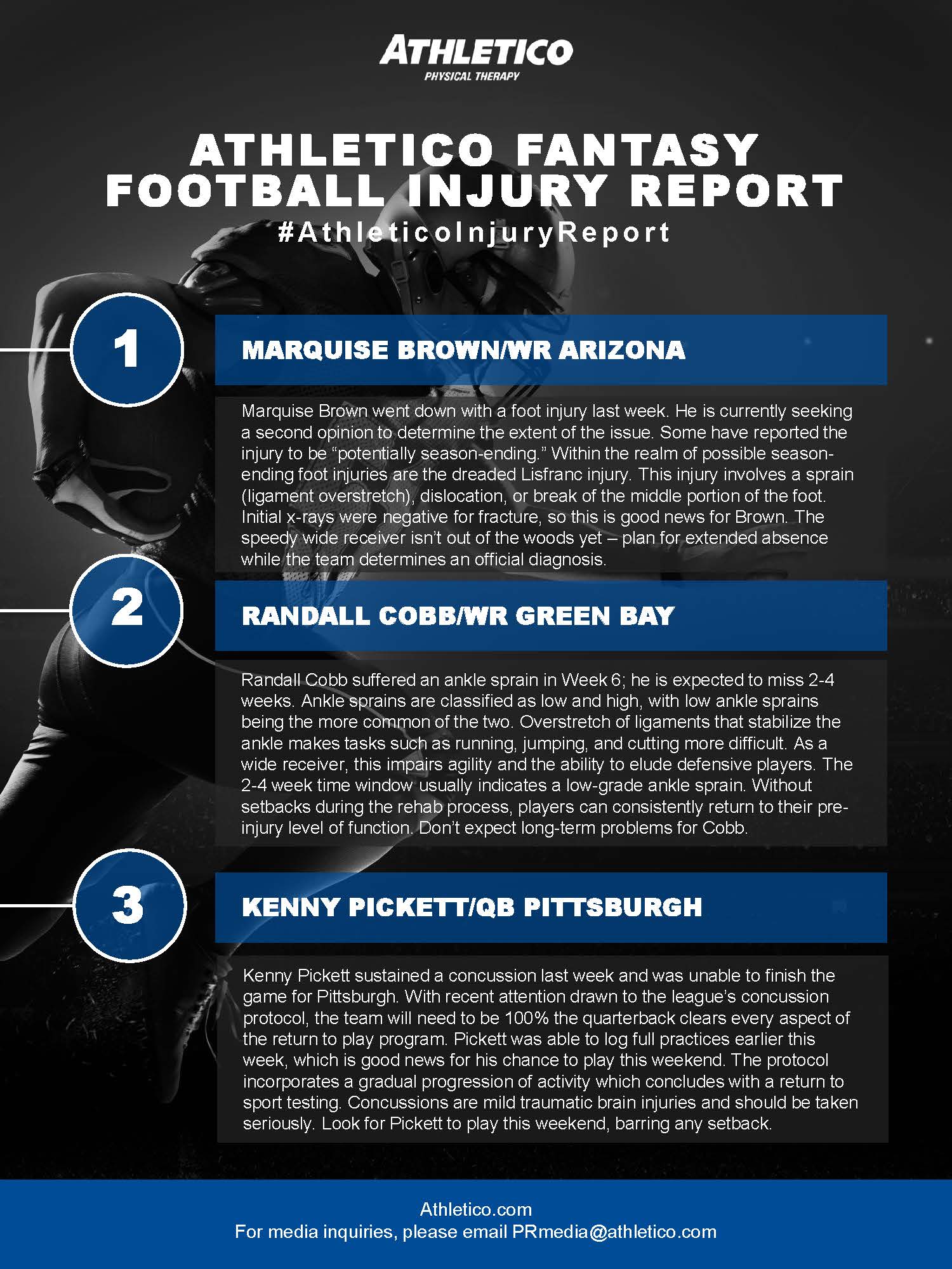 athletico fantasy football injury report